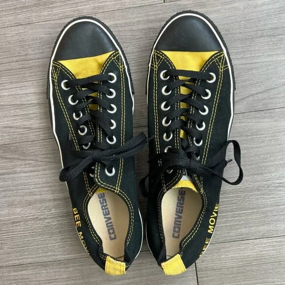 Limited Edition Bee Movie Converse Low Tops Exclusive Black & Yellow M8.5/W10.5 - Picture 2 of 7
